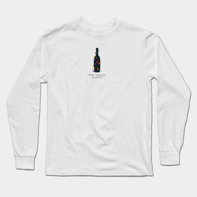 Black bottle with christmas lights bulbs Long Sleeve T-Shirt by GULSENGUNEL